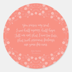 Floral Love Letter Quote Persuasion Jane Austen Ronde Sticker