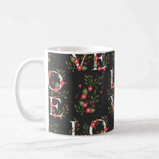 Floral LOVE Modern Pattern Koffiemok (Links)