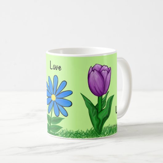 Floral Love Personalized Green Mugs (Devant droit)