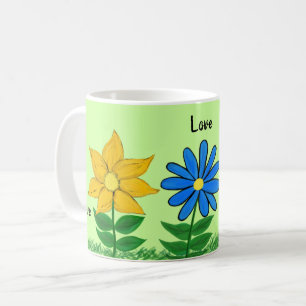 Floral Love Personalized Green Mugs