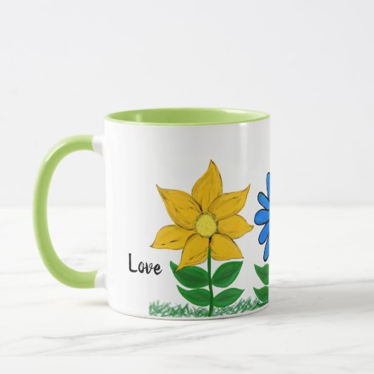 Floral Love Personalized White Mugs (Gauche)