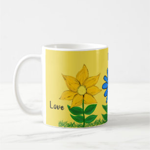 Floral Love Personnalisé Mugs Jaunes