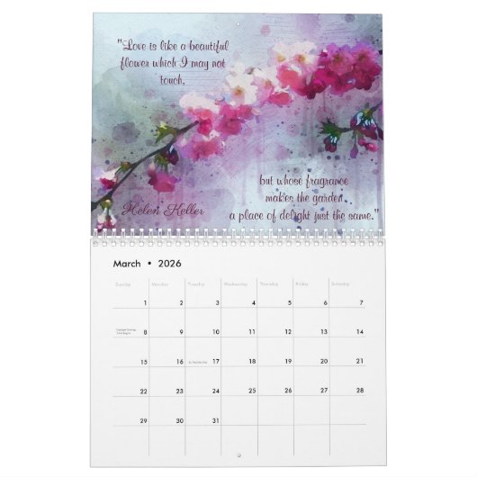 Floral Love Quotes 2023 Calendar Kalender (Mar 2026)