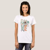 Floral LOVE Retro Daisy Illustration T-Shirt (Devant entier)