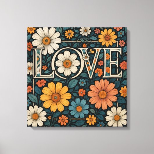 Floral LOVE Typography Art Print (Voorkant)