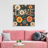 Floral LOVE Typography Art Print (Insitu (Woonkamer))
