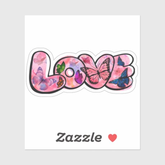 Floral Love Typography Sticker (Vel)