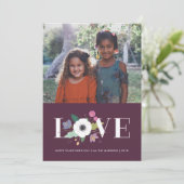 Floral Love Valentijnsdag Kaart - Plum (Staand voorkant)