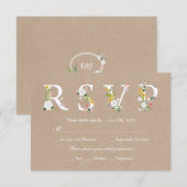 Floral Love Wedding RSVP - verwisselbare achtergro Kaartje (Voorkant / Achterkant)