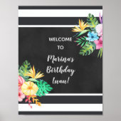 Floral Luau Party Sign Poster (Voorkant)