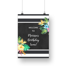 Floral Luau Party Sign Poster