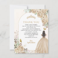 Floral Lumière Or Princesse Quinceanera Merci