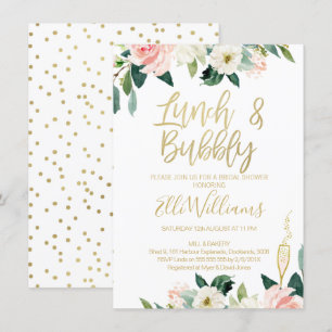 Floral Lunch & Bubble Bridal Shower Invitation Kaart