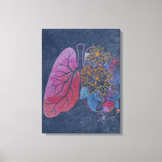 Floral lungs anatomie canvas afdruk (Voorkant)