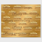 Floral Luxury Happy Gold 50th Jubileum Cadeaupapier (Vlak)