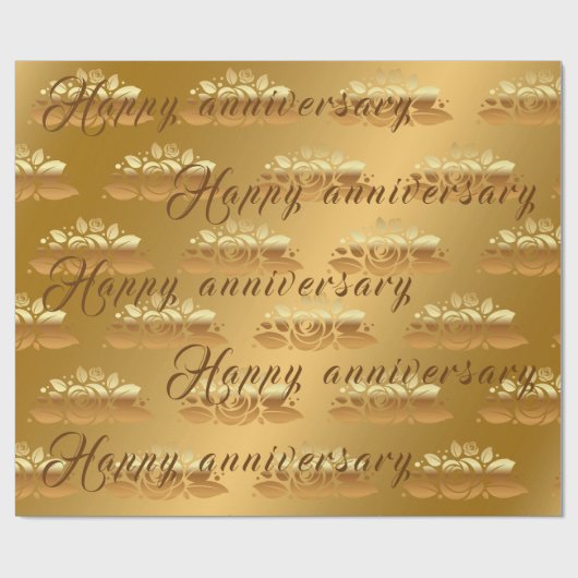 Floral Luxury Happy Gold 50th Jubileum Cadeaupapier (Vlak)
