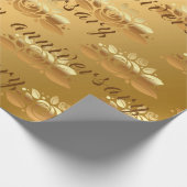 Floral Luxury Happy Gold 50th Jubileum Cadeaupapier (Hoek)
