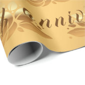 Floral Luxury Happy Gold 50th Jubileum Cadeaupapier (Rol Hoek)