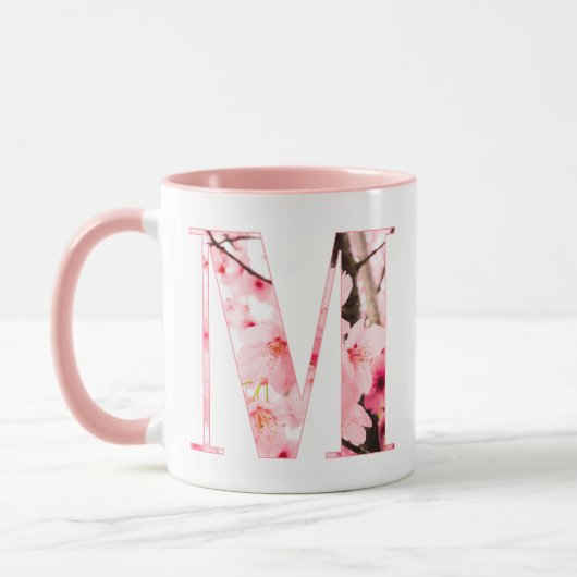 Floral M Initial Mug | Personalized Name & Traits (Gauche)