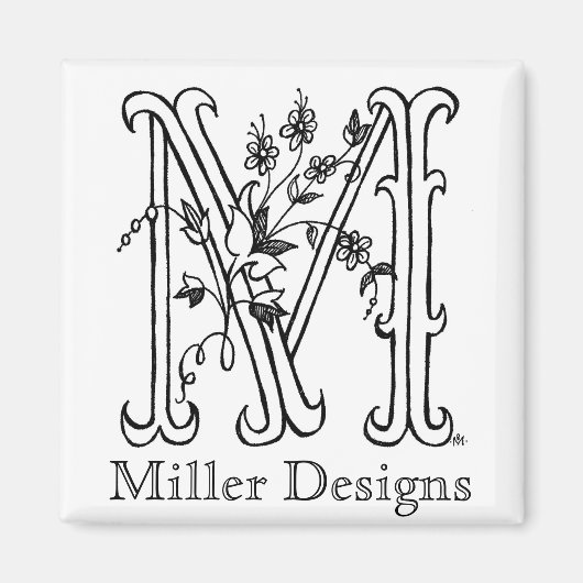 Floral M: Miller Design magneet (Voorkant)