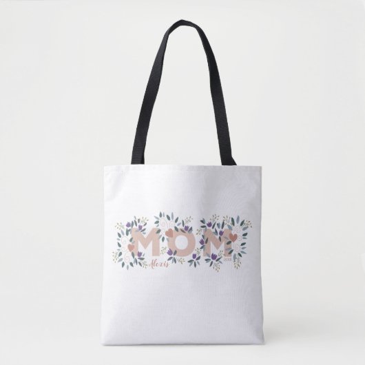 Floral Ma Moederdag Custom Canvas tas (Voorkant)