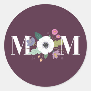 Floral Ma Moederdag Sticker - Plum