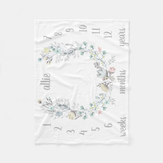 Floral Maandelijkse Foto Baby Blanket Fleece Deken (Voorkant)