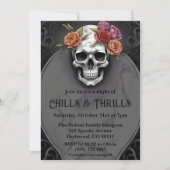 Floral Macabre Crâne Halloween Invitations de fête (Devant)
