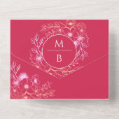 Floral Magenta All-in-One Wedding Uitnodigen All In One Uitnodiging (Achterkant)