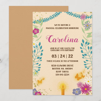 Floral Magique Invitation d'anniversaire
