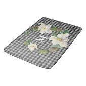 Floral Magnolia Black and White Check w Monogram Badmat (Gekanteld)