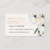 Floral Magnolia Moderne Carte de visite d'or éléga (Dos)