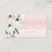 Floral Magnolia Moderne Carte de visite d'or éléga (Devant)