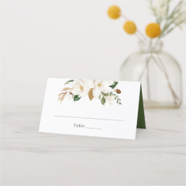 Floral Magnolia Neutral Blush Elegant Place Card