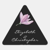 Floral Magnolia op Black Driehoek Sticker (Voorkant)