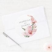 Floral Magnolia Wedding Classic Round Sticker (Envelop)
