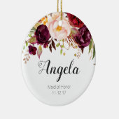 Floral Maid of Honor Kerstversier Keramisch Ornament (Rechts)