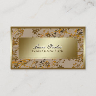 Floral Makeup Artist Hair Stylist Gold Visitekaartje