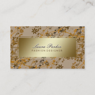 Floral Makeup Artist Hair Stylist Gold Visitekaartje
