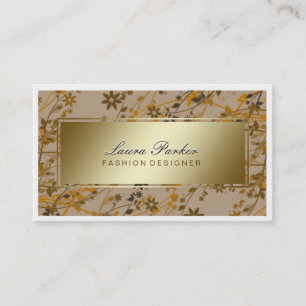 Floral Makeup Artist Hair Stylist Gold Visitekaartje