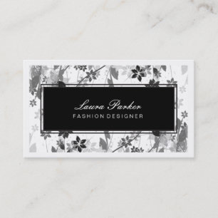 Floral Makeup Artist Hair Stylist Zwart-wit Visitekaartje