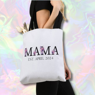 Floral Mama Nieuwe Moeder Tekst Canvas tas