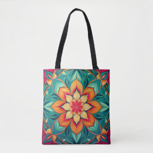 Floral Mandala Art – Kleurrijk Abstract Design Draagtas