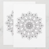 Floral Mandala Black Lines Coloriage Modèle v1 (Devant / Derrière)