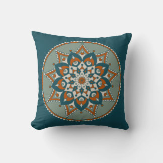 Floral Mandala, Blauwgroen, Olijf en Rust Kussen