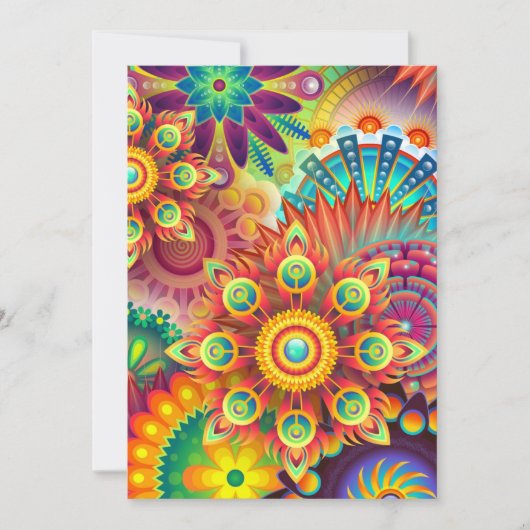 Floral Mandala Collage Psychedelic Invitation Kaar Kaart (Voorkant)