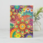Floral Mandala Collage Psychedelic Invitation Kaar Kaart (Staand voorkant)