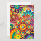 Floral Mandala Collage Psychedelic Invitation Kaar Kaart (Voorkant / Achterkant)