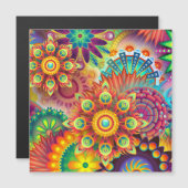 Floral Mandala Collage Psychedelic Magnetic Kaart (Voorkant / Achterkant)