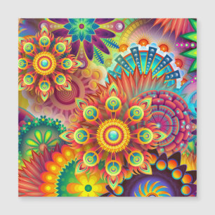 Floral Mandala Collage Psychedelic Magnetic Kaart